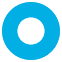 Blue circle with white center logo